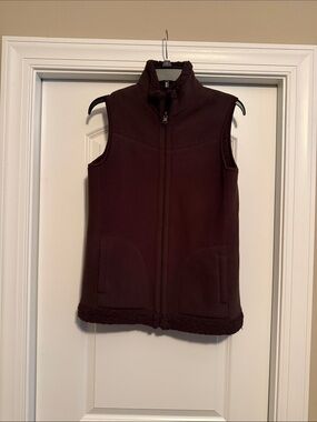 Women's Brown reversible Fleece Zip-Up Vest